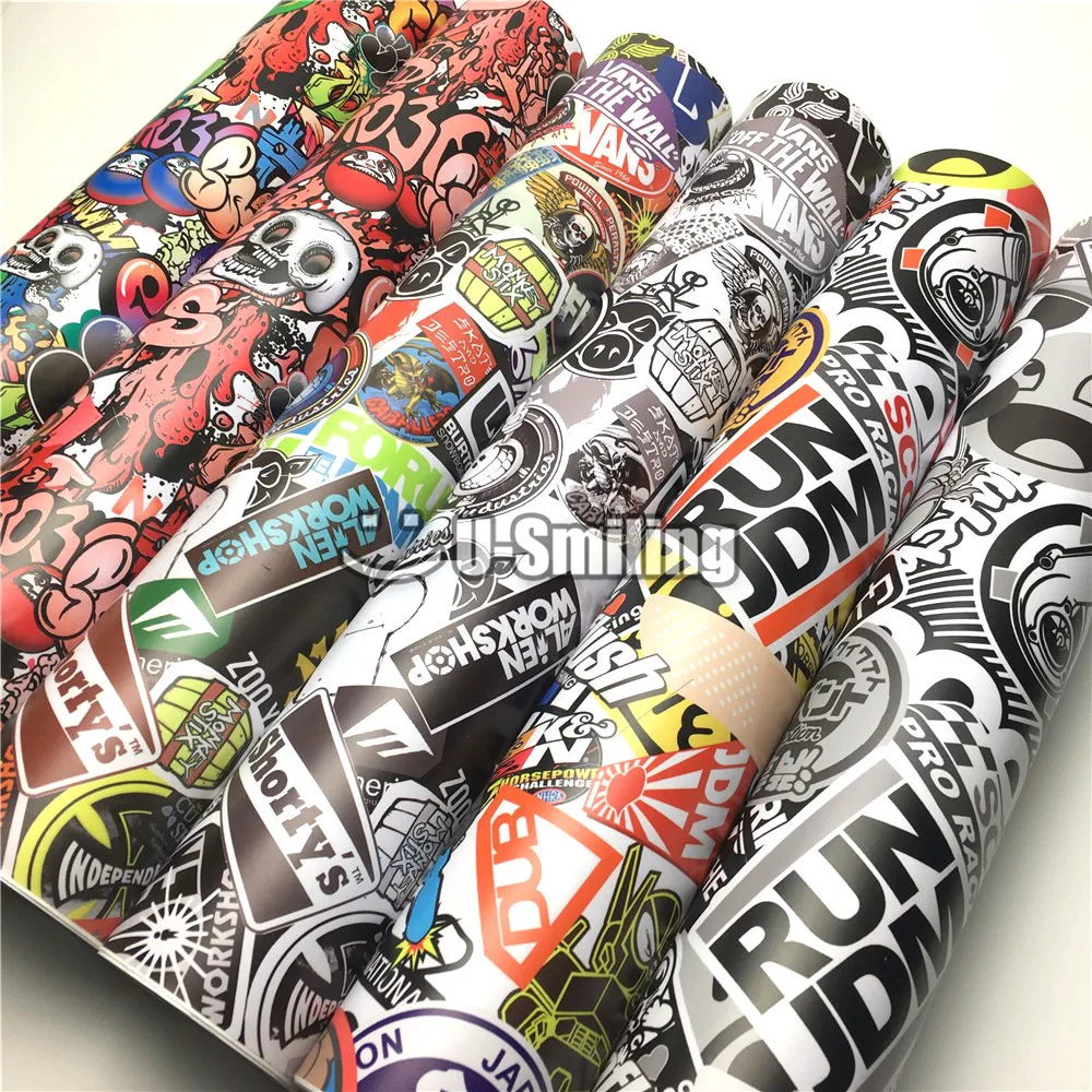 

HD Print JDM Sticker bomb Vinyl Wrap Film Roll Graffiti Cartoon Car Wrapping Sticker Console Computer Laptop Skin Motorcycle