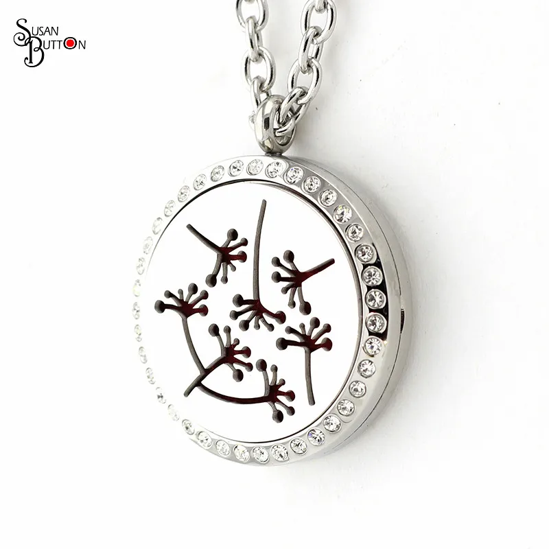 New 30mm Crystal Silver Aromatherapy Floating Locket Pendant