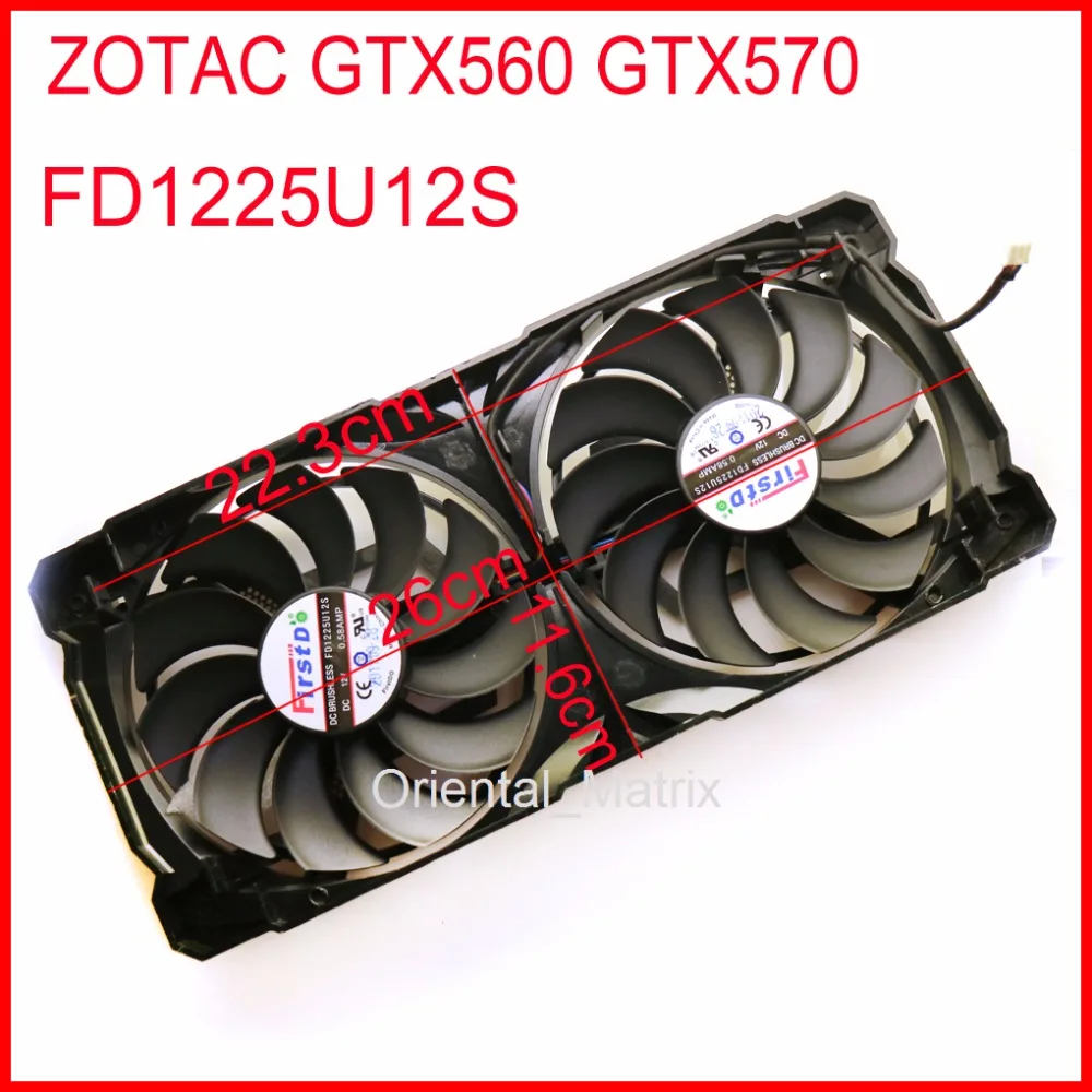Бесплатная доставка FD1225U12S 110 мм 12В 0.58A 4Pin для ZOTAC GTX560 GTX570 охлаждающий вентилятор
