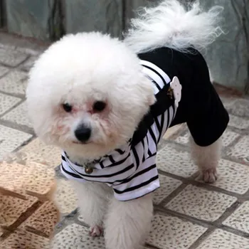 

2016 Spring Summer Dog Clothes Black White Striped Pet Dog Jumpsuit Small Dog Rompers ZL80
