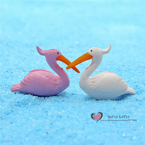 White Pink Crane lovers Mini Figures - 7