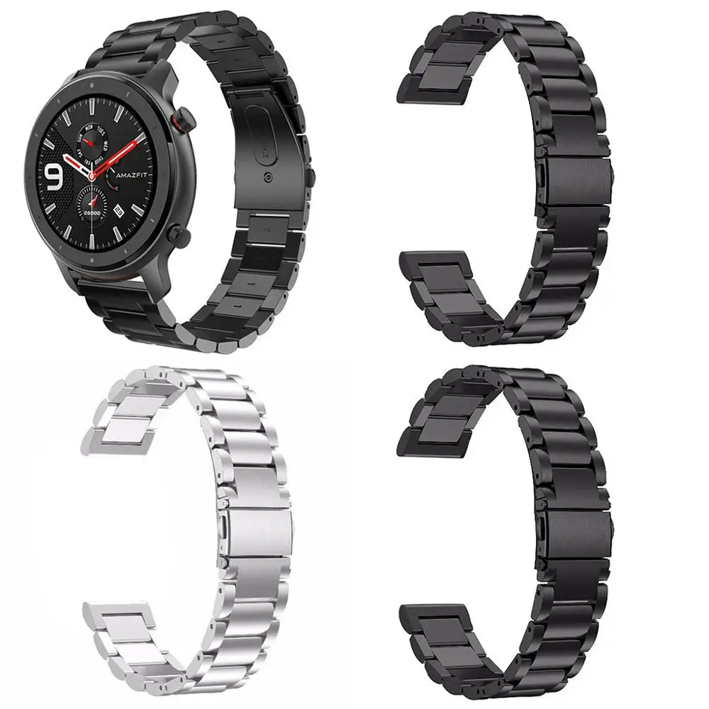 Для смарт часов AMAZFIT GTR 47 мм ремешок из нержавеющей стали металлический браслет