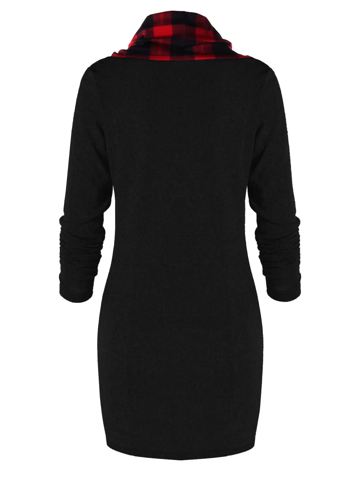 Wipalo Plus Size 2XL Cowl Neck Plaid Trim Drawstring Sweatshirt Dress Women Bodycon Dresses Fall Winter Vestidos De Festa|Платья| |