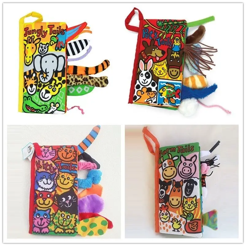 

Newborn Infant Baby Toddler Kid Farm Tails Crinkle Charming Fabric Cloth Book Development Toy Card Books Development Toys