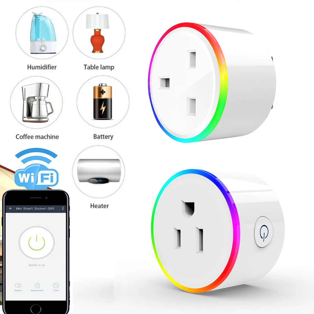 

Smart Plug WiFi Control Socket RGB Scene Light 10A Power Energy Monitoring Timer Switch Voice Control by Alexa Google Home IFTTT