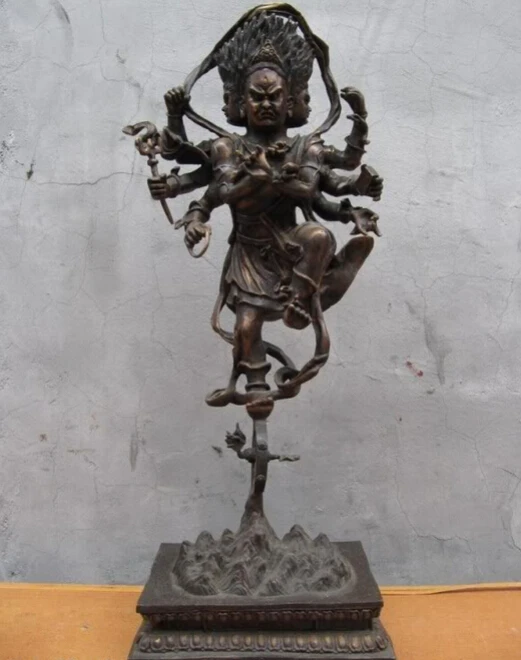 

150624 S2130 23" Tibet Buddhism Fane Bronze Eight Arm Hands MAHAKALA Buddha Statue