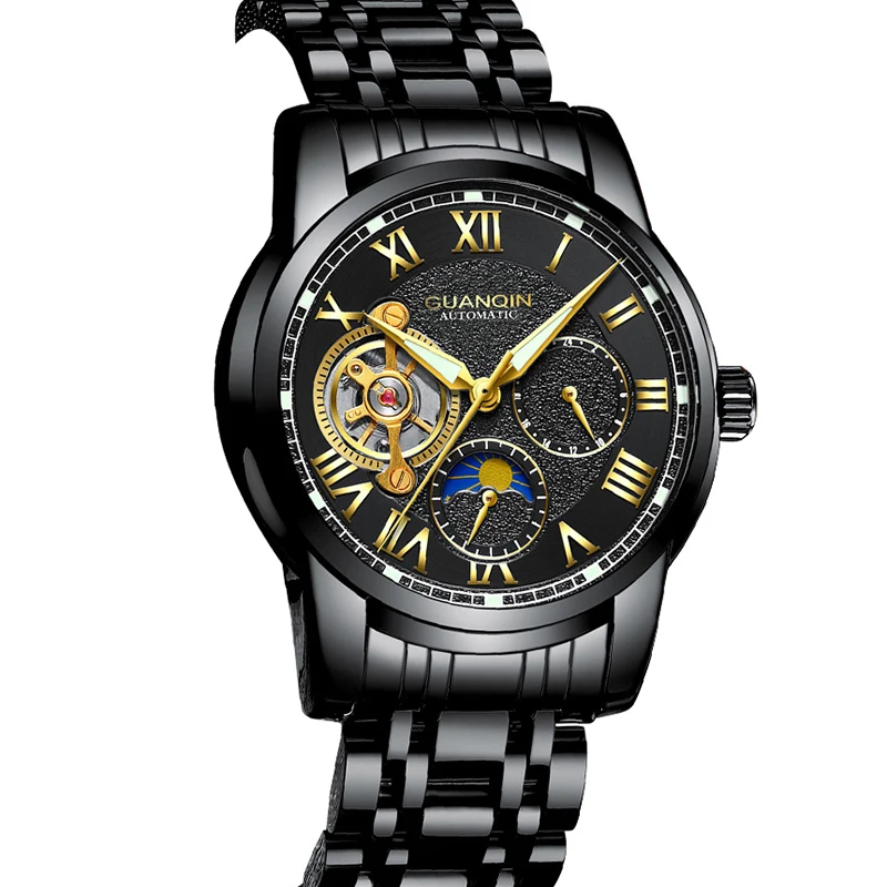 GUANQIN الرياضة ووتش الأعلى العلامة التجارية ساعات أوتوماتيكية الرجال توربيون مضيئة القمر المرحلة الياقوت للماء الأعمال الميكانيكية ووتش GUANQIN الرياضة ووتش الأعلى العلامة التجارية ساعات أوتوماتيكية الرجال توربيون مضيئة القمر المرحلة الياقوت للماء الأعمال الميكانيكية ووتش