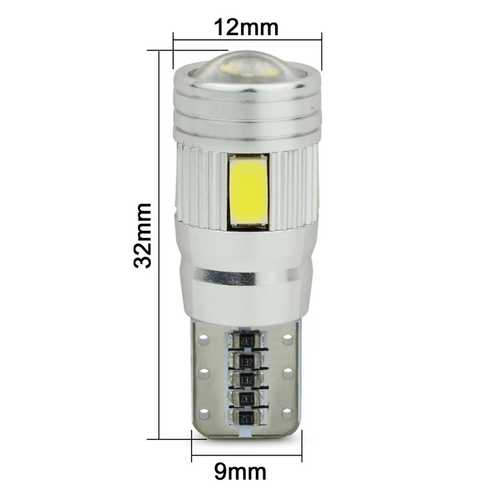 Safego 2шт Автомобильный светодиодный T10 W5W 6SMD 5730 авто интерьер наружные зазоры