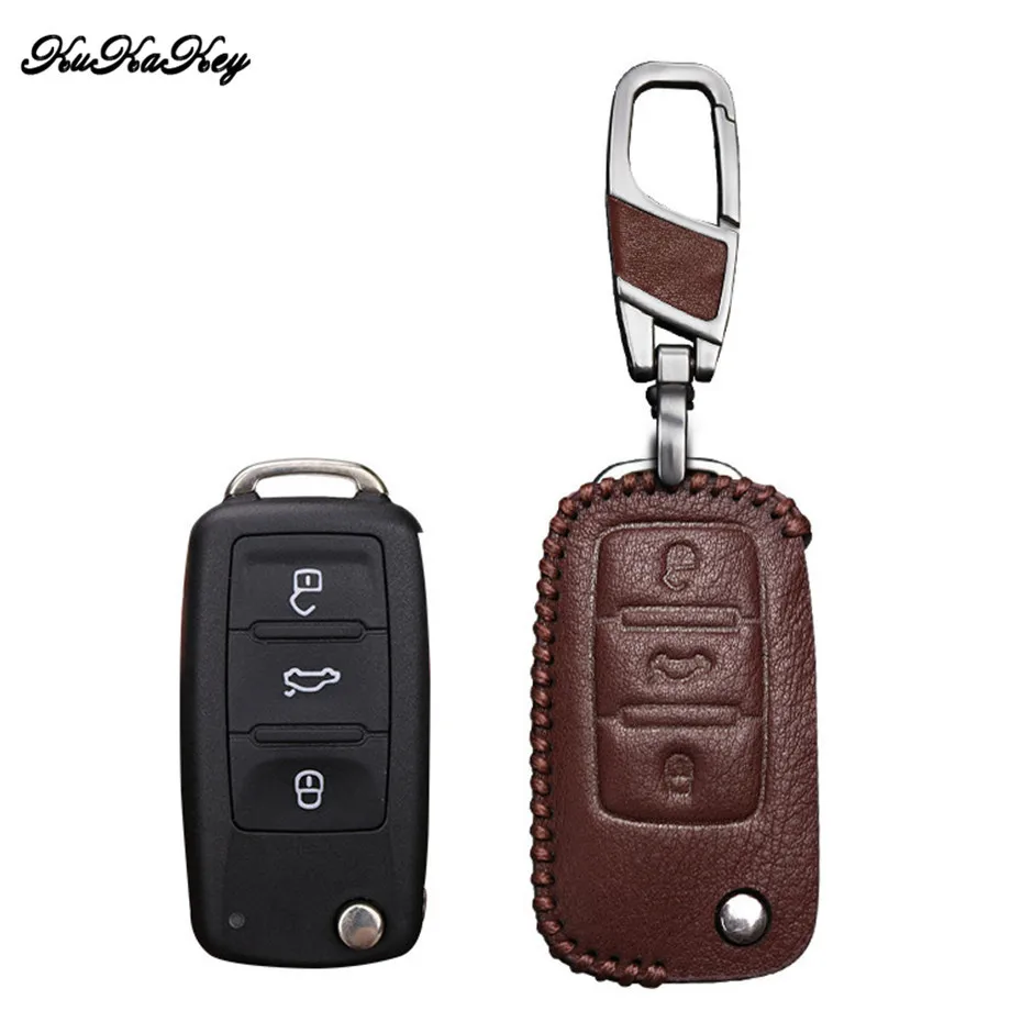 Кожаный чехол для ключей Volkswagen VW New LAVIDA Bora Sagitar Polo Golf 6 Passat Tiguan с откидной крышкой