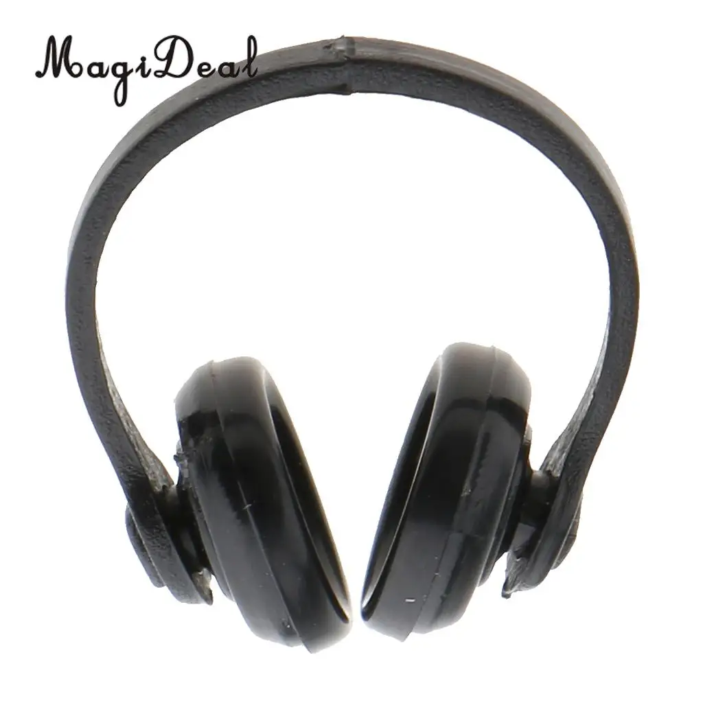 One PIece 1/12 Scale Dollhouse Miniature Decoration Accessories Black Earphone Headphone Headset Model Children Kids Toy