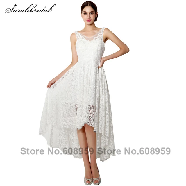 v cuello alto bajo de encaje corto vestidos de novia robe mariage
