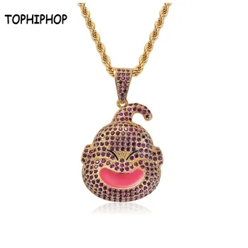 

TOPHIPHOP Hip Hop Jewelry Dragon Ball Iced Out Chain Anime Kid Buu Pendant Cubic Zircon Personality Necklace for Christmas Gifts