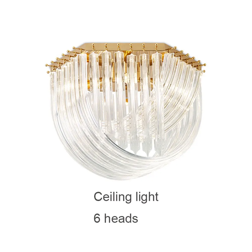 Современная роскошная подвесная люстра из Золотого Металла с изогнутой стеклянной трубкой, подвесной светильник для столовой и стола, Подвесная лампа - Цвет корпуса: 6 heads