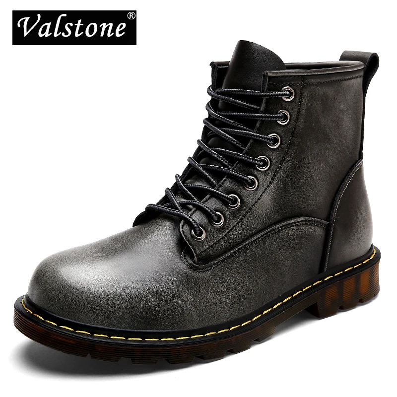 

Valstone Hot sale Leather Martin boots Men Autumn high top Cargo shoes vintage Stylish sneakers winter item optional big size 47