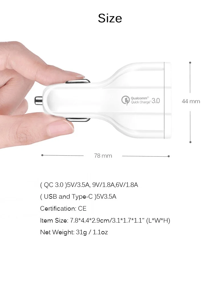 Автомобильное USB зарядное устройство двойной usb type c PD Быстрая зарядка QC3.0 5 V 3A адаптер прикуривателя для ipnone 8 X samsung s9 s10 Универсальный