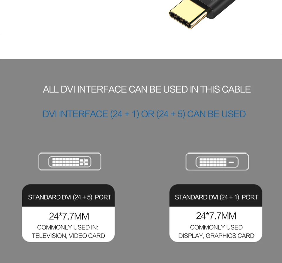 QGeeM usb c к dvi кабель type c к dvi адаптер Thunderbolt совместимый для MacBook Pro, galaxy S8 Note8, huawei mate 10