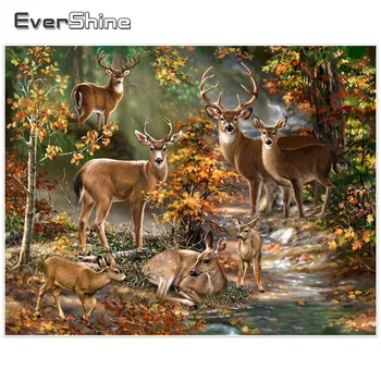 

EverShine Diamond Embroidery Full Drill Round Animals Deer Pictures Of Rhinestones 5D Diamond Painting New Arrivals Manual Hobby