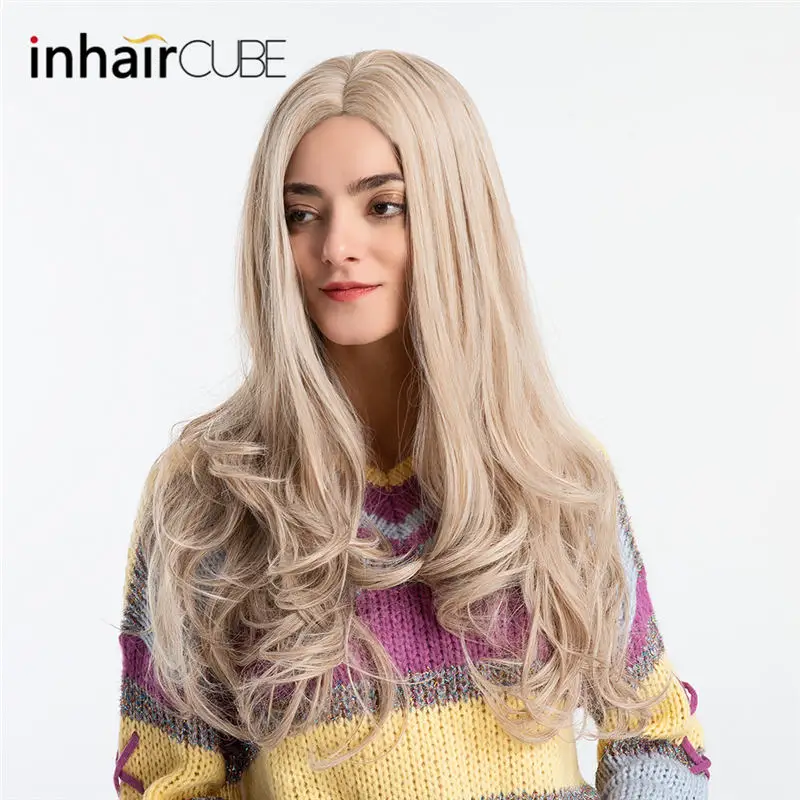 Inhair Cube 26 дюймов длинные натуральные волнистые синтетические парики средний