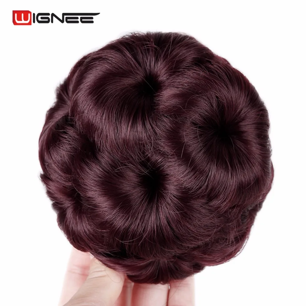 

Wignee Women Hair Bun Donut Chignon With Plactic Comb High Temperature Synthetic Fiber Hair Clip In Elastic Fake Hair Extension