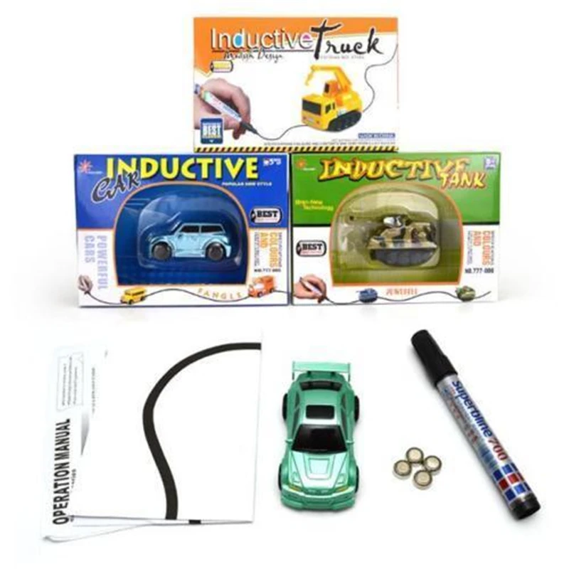 Tanie Oryginalny indukcyjny samochód Diecast pojazd magiczny długopis Toy Tank koparka samochodowa constrat podążaj za dowolną linią rysujesz prezenty bożonarodzeniowe dla dziecka