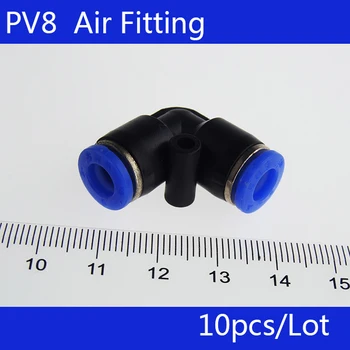 

High quality 10Pcs PV8 Pneumatic 8mm to 8mm Right Angle Quick Fittings Connector Adapter