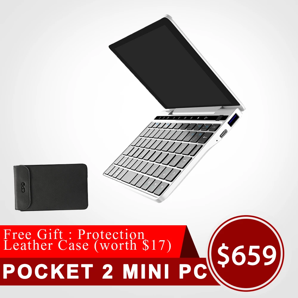 

Pocket 2 7In Mini Laptop Windows 10 m3-8100y Notebook 8GB128GB WiFi BT 4.1 Type-C IPS Touchscreen Protection Case for free