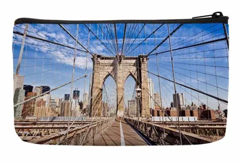 

New York City Brooklyn Bridge in Manhattan Closeup Print Customized Small Cosmetic Bag Wristlet Makeup Bags