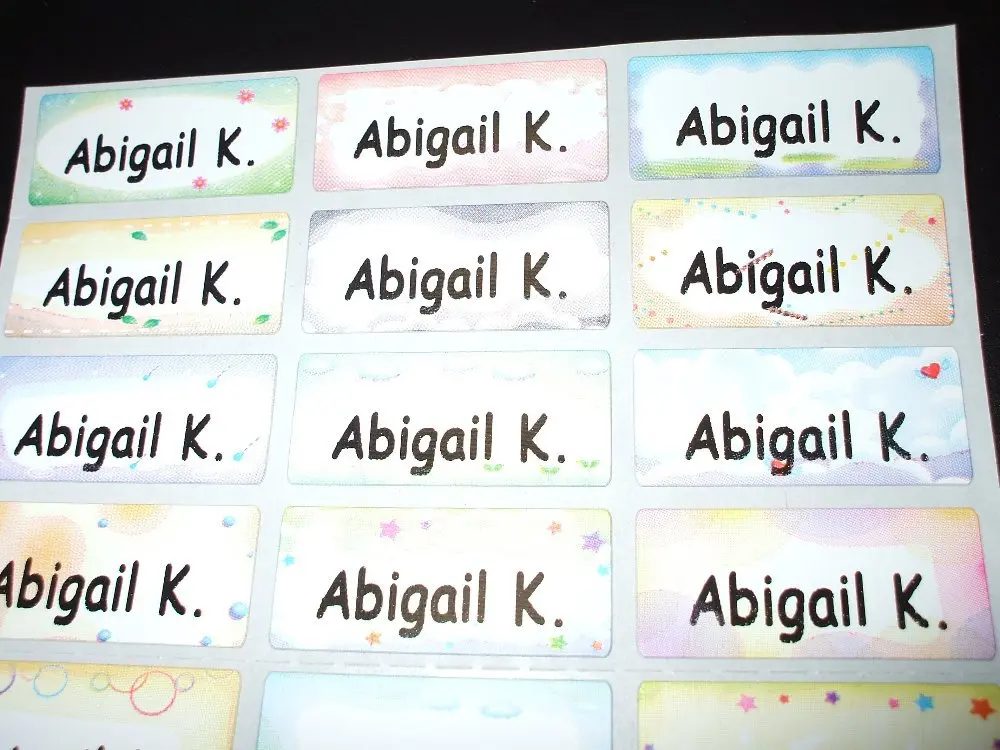 42 pcs Colorful Personalized Iron On Label Stickers Name Labels Tag Business Labels Multi ...