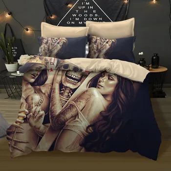 

Fanaijia 3D sugar skull Bedding Set skull duvet cover sets for king pillowcase AU Queen Bed bedline