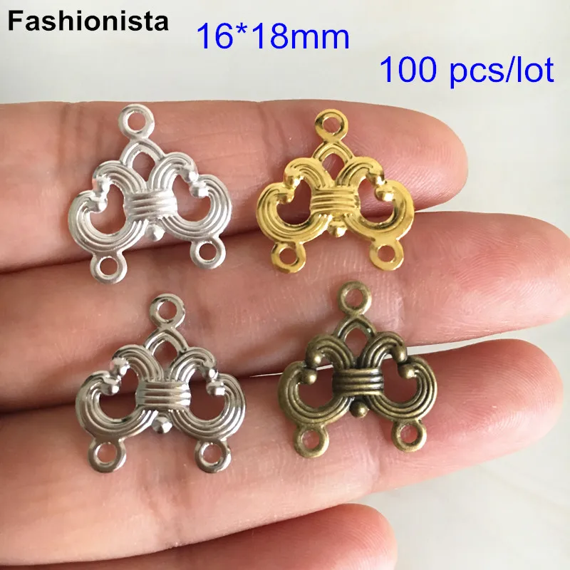 100 pcs of 3 Loop Connectors For Jewelry Making,Metal Stamping Crafted
