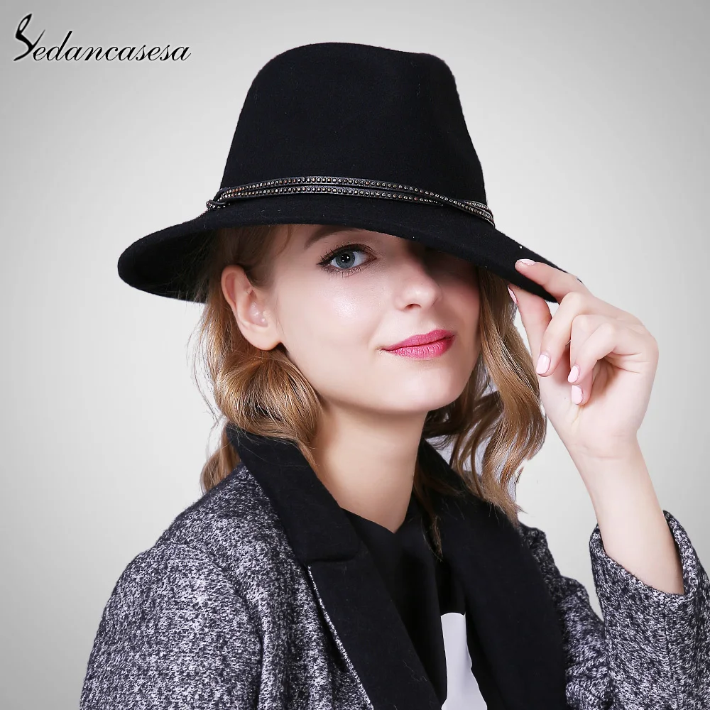 Lady Fedora Hat High Quality Australia Wool Felt hats for women Autumn