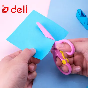 

Deli DIY Craft Scissors Children Plastic School Scissors for Paper Border Cutter Scrapbooking Handmade Kids Student Artwork Card