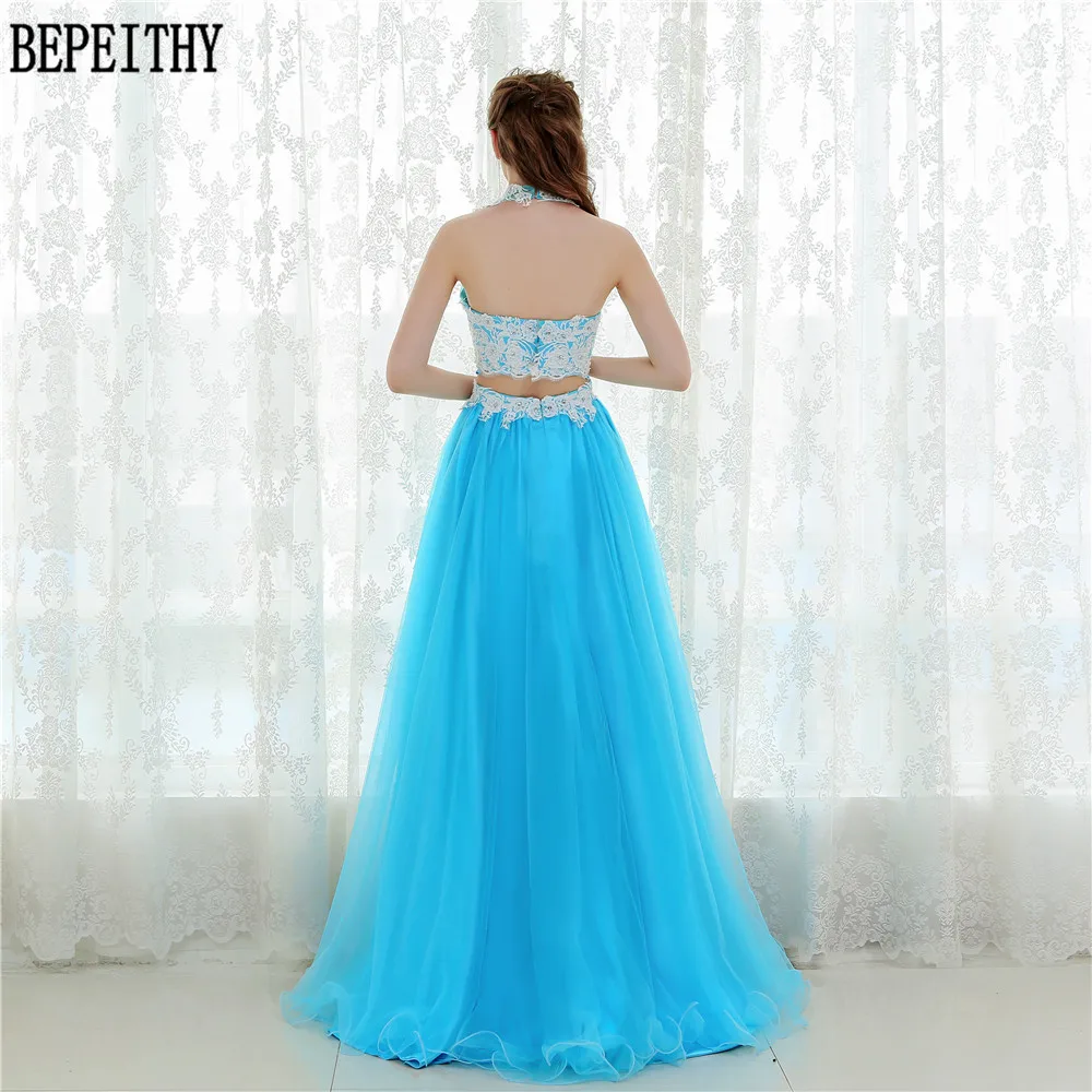 9   BEPEITHY New Design 2017 Long Two Pieces Prom Dresses Vestido De Festa Longo Lace Light Blue Tulle Prom Evening Party Dresses (9)