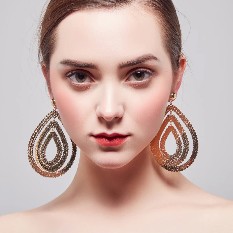 

2018 New high quality polished ear post Shiny Plated tear Hoops big Earrings punk party free shipping For Women wholesale