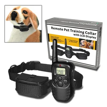 

50Pcs/Lot LCD 100LV 300 Yard Level Electric Shock Vibration Remote Pet Dog Training Collar (Color: Black)