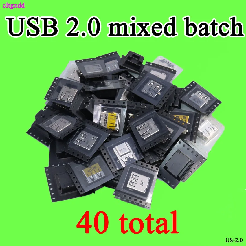 

cltlgxdd 40pcs/lot USB 2.0 4Pin A Type Female Socket Connector USB-A type G54 2 feet 90 degree Data Transmission Charging
