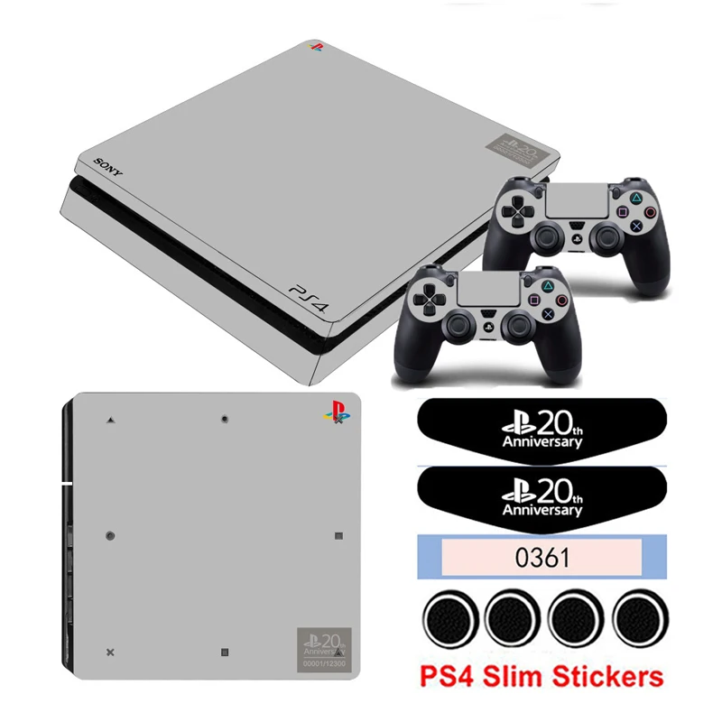 Виниловая наклейка для консоли Playstation 4 Slim и контроллера 20th anniversary Edition PS4 Slim Gamepad