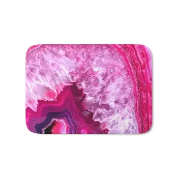 

Pink Agate Bath Mat 21" x 34" Pattern Coral Fleece Rug Anti-Slip Doormat Home Decor