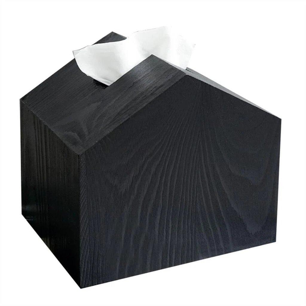 Wooden Tissue Box Holder House Shaped Napkin Case for Bathroom Livingroom Home Decors