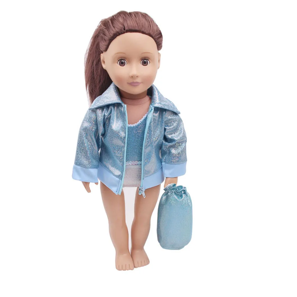 18 inch Doll Blue Bling Bling Swimsuit Swimwear Long-sleeve Zipped Coat Packbag Backpack Swim Outfit Clothes for American Doll 18 inch Doll Blue Bling Bling Swimsuit Swimwear Long-sleeve Zipped Coat Packbag Backpack Swim Outfit Clothes for American Doll