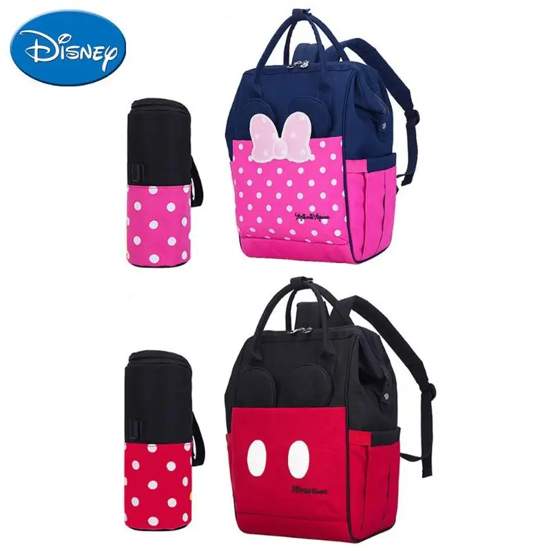 

DISNEY 2pcs Maternity Baby Diaper Bags Minnie Mickey Infant Nappy Bag with USB Bottle Warmer Insulation Bags Mummy Mum Backpack