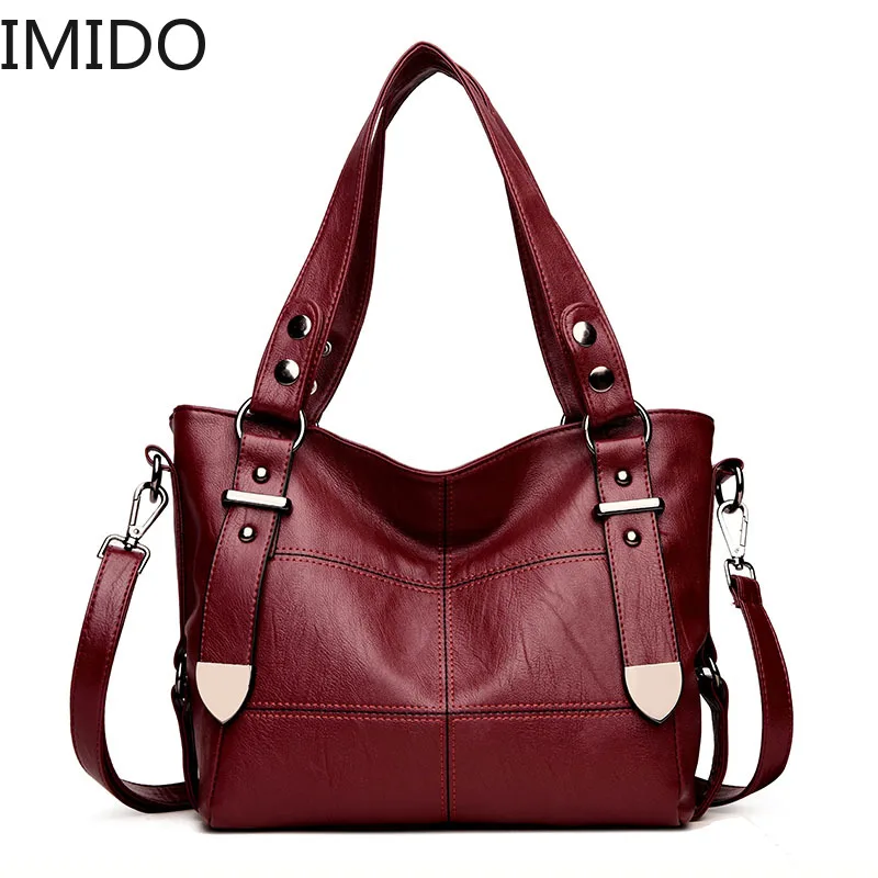 

2019 Women Leather Handbags Vintage Sac Soft Leather Female Crossbody Shoulder Bags Tote Ladies Designer Brand Top-Handle Bags