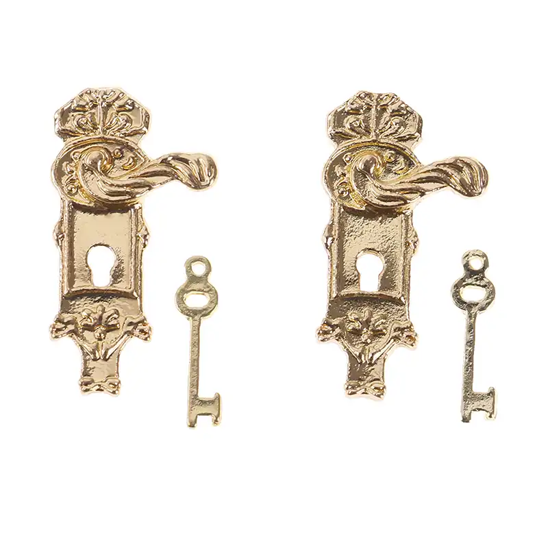 4 Sets Miniature Alloy Door Locks With Keys For 1//12 Dollhouse Accessories