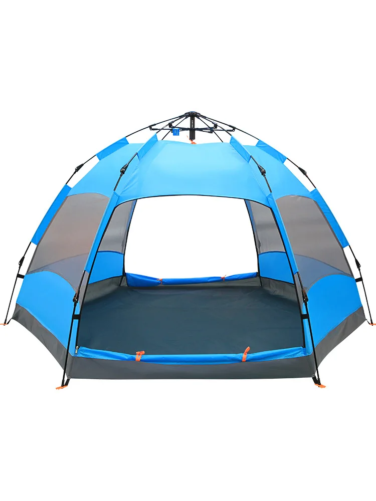 

outdoor 5-8 person double six corner beach full automatic tent camping camp rain shelter camping 2 seconds speed open waterproof