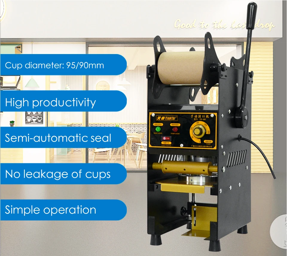 XEOLEO машина для запечатывания чашек ручная машина для запечатывания чашек 9/9, 5 см машина для производства чая с пузырьками для кофе/сока/молочного чая машина для запечатывания черного/желтого цвета