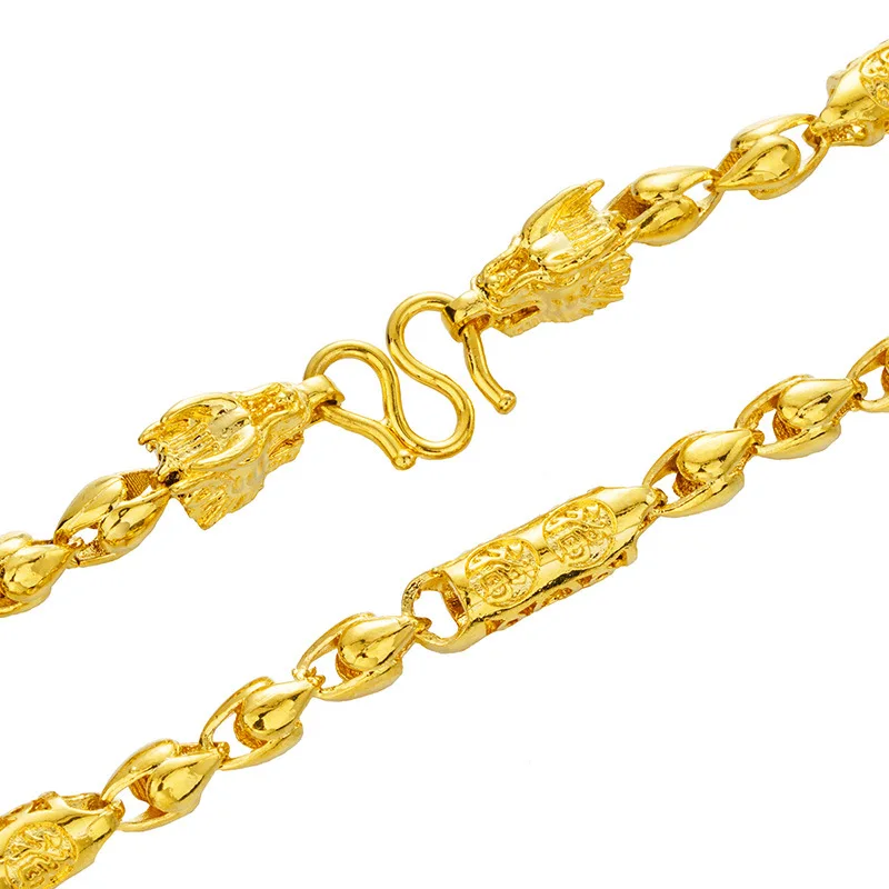 Изящное мужское ожерелье с кубинскими звеньями тон 24K золотое цепочка для мужчин