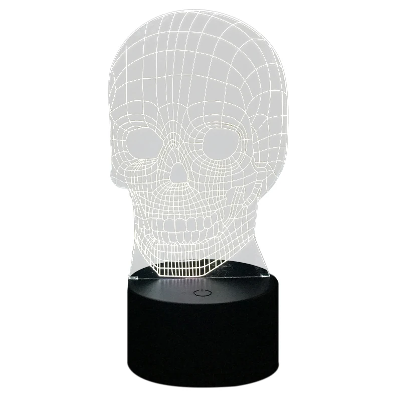 

Night lights Skull head 3D visual Illusion colorful Multi-colored Change USB Touch Button LED Desk Lamp, table Light