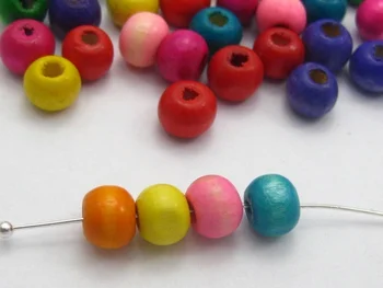 

1000 Mixed Colour 8mm Round Wood Beads~Wooden