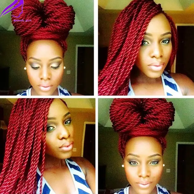 Stock Red Kinky Twist Lace Front Wigs Synthetic Wig Havanatwist
