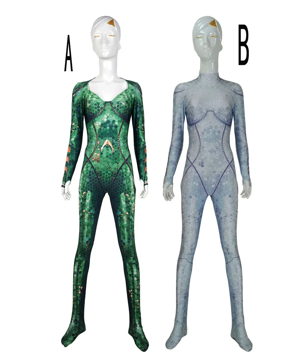 

Justice League Mera Costume Aquaman Film Version Mera Cosplay Costume Superhero Lycar Zentai Bodysuit Halloween Jumpsuit